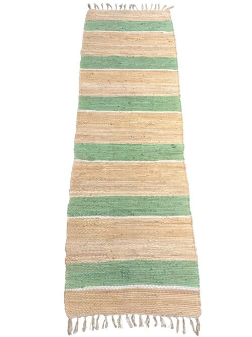 Fleckerlteppich altrosa-grün, 190 x 60 cm