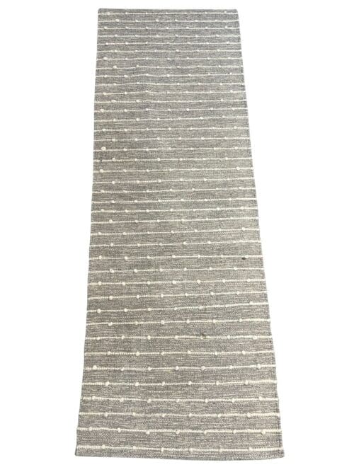 Teppich grau mit weißen Streifen, 70 x 200 cm