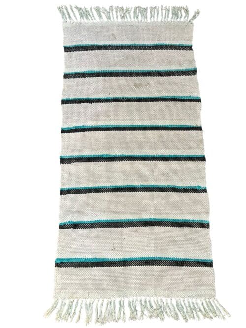Teppich mit türkis-schwarzen Streifen, 130 x 65 cm