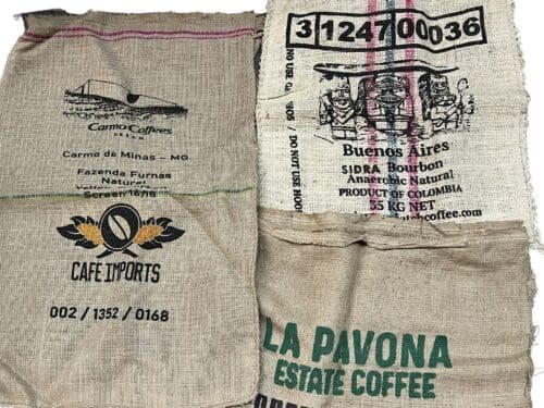 Original Kaffeesäcke aus Jutte, 1 Kiste voll