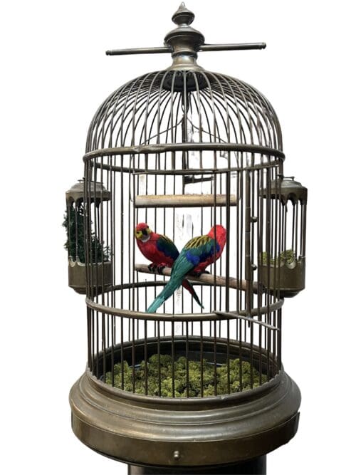 Vogelkäfig, Papageienkäfig, Taubenkäfig Messing Antik