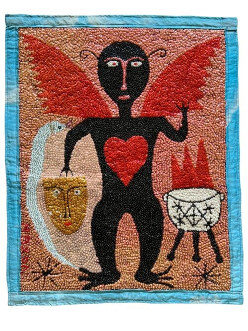 Wandteppich Engel aus Pailletten, 74 x 60 cm