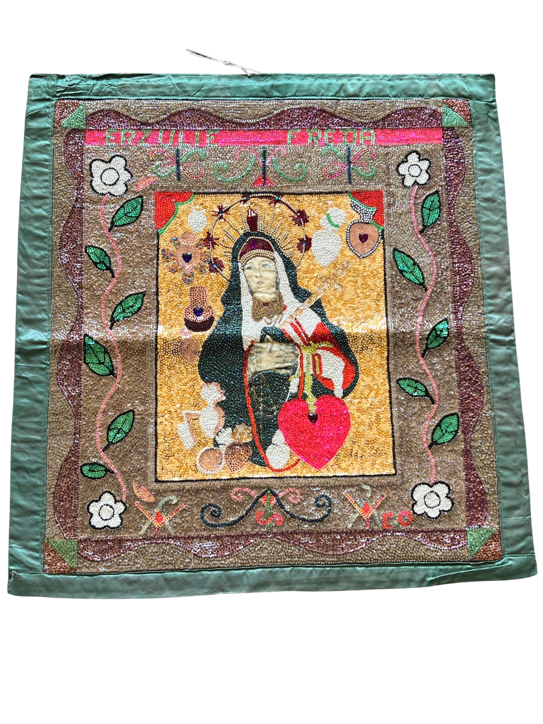 Wandteppich Madonna aus Pailletten, 88 x 81 cm