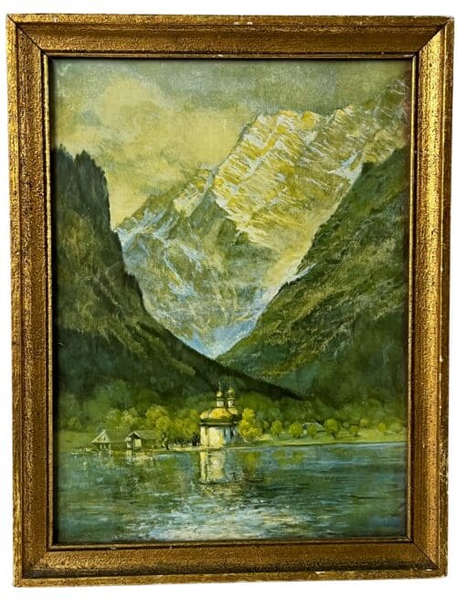 Bild Kirche an Bergsee, 34 x 44 cm