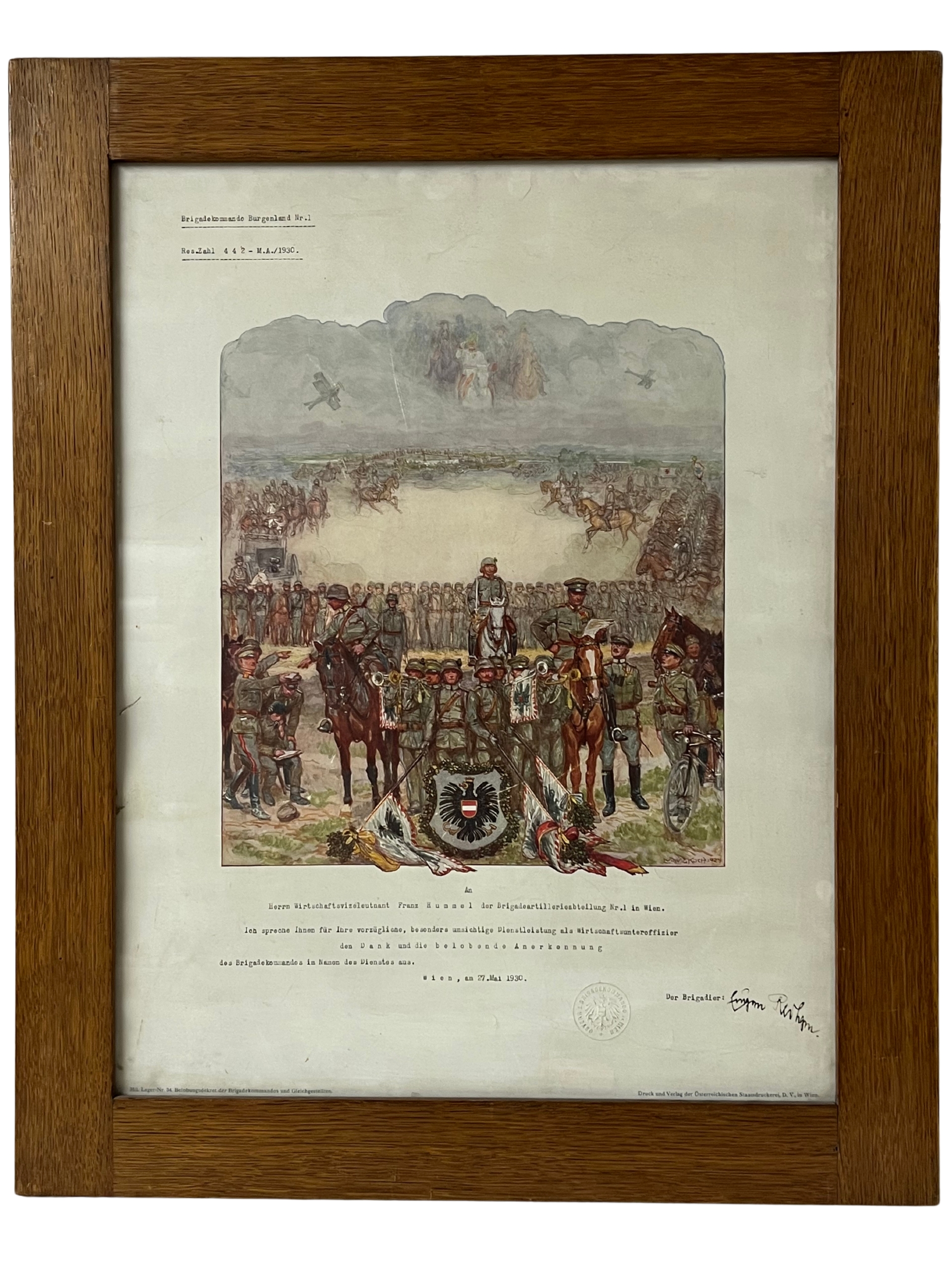 Offiziersanerkennung 1930, 56 x 69 cm