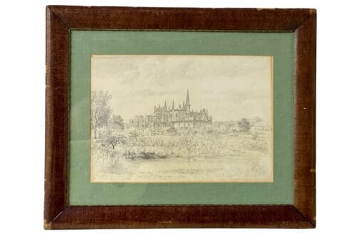 Bleistiftzeichung Schloss, 55 x 45 cm