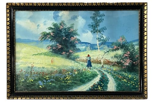 Mädchen in blühender Landschaft, 54 x 38 cm