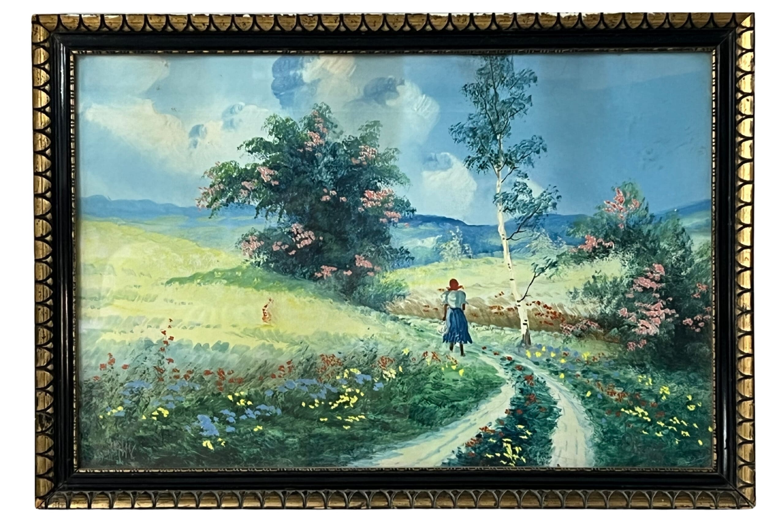 Mädchen in blühender Landschaft, 54 x 38 cm