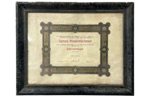 Ehrenurkunde 1934, 77 x 60 cm