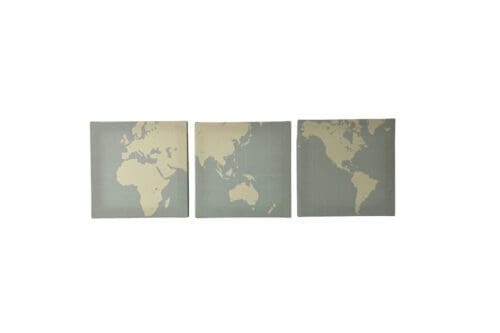 3 Bilder Weltkarten-Grafik auf Leinwand gedruckt, 25 x 25 cm