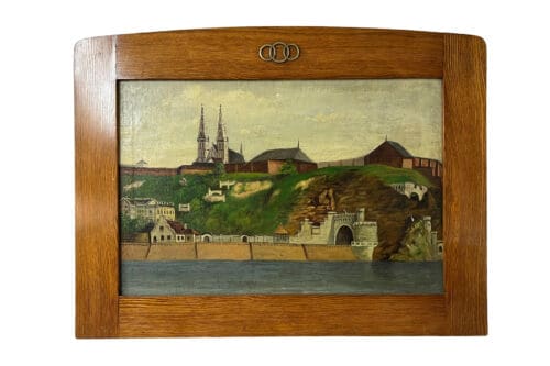 Gemälde Stadtansicht, 76 x 57 cm