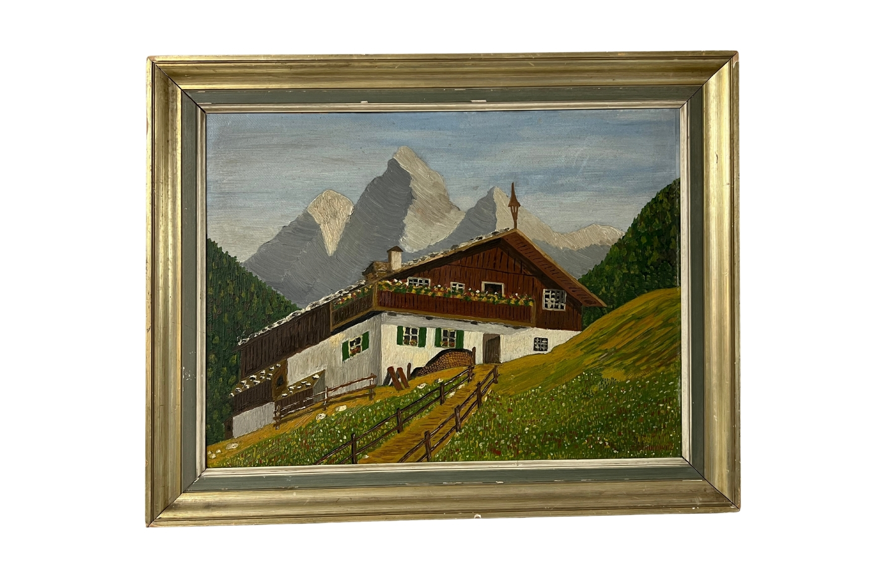 Gemälde Almhaus, 74 x 58 cm